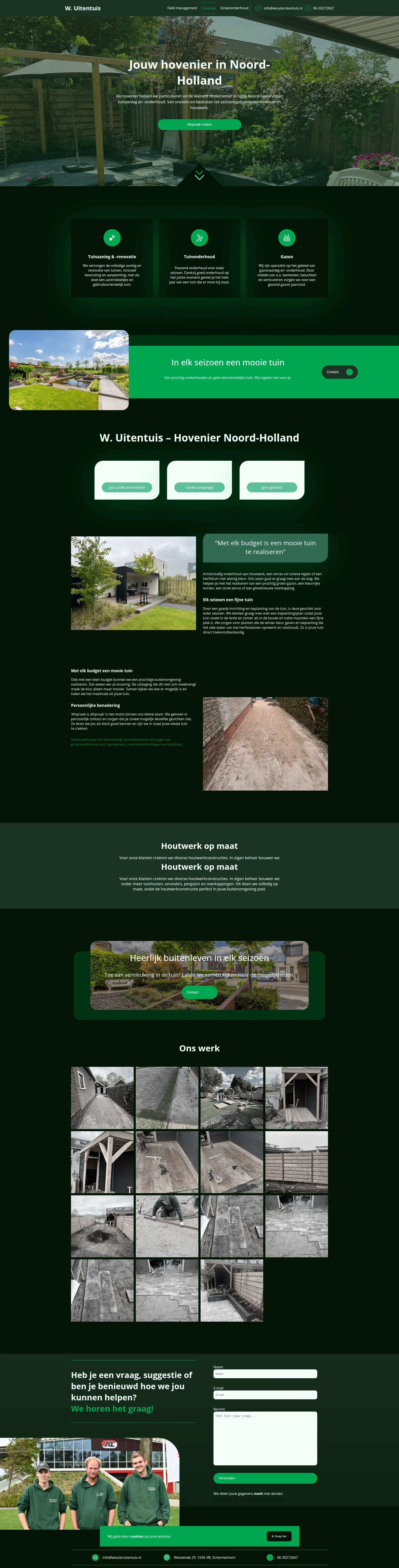 Screenshot van de website van Wouter Uitentuis